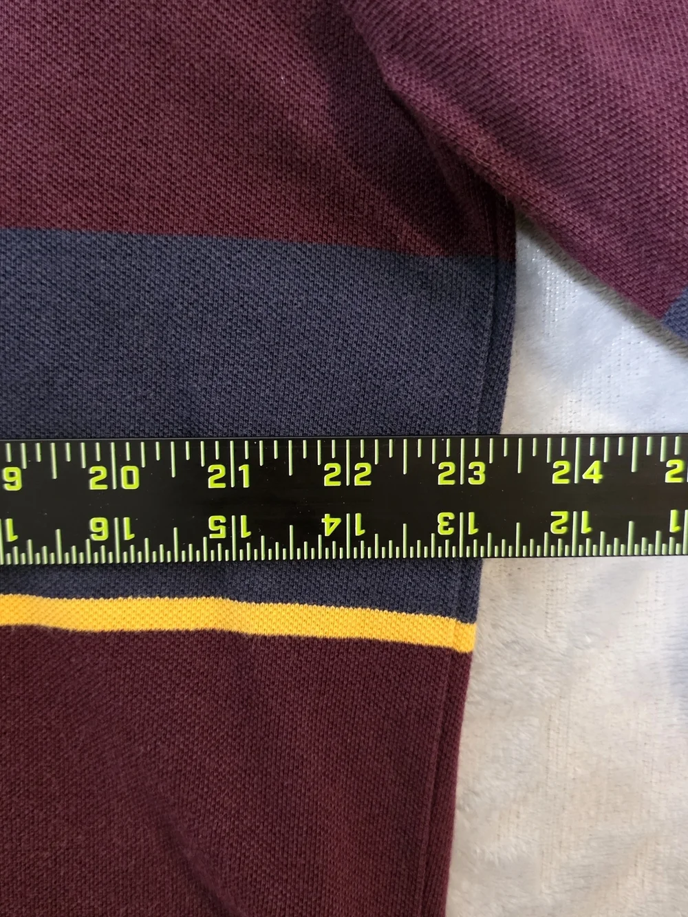 Polo by Ralph Lauren Burgundy, Navy & Yellow Striped Rugby Polo Long Sleeve